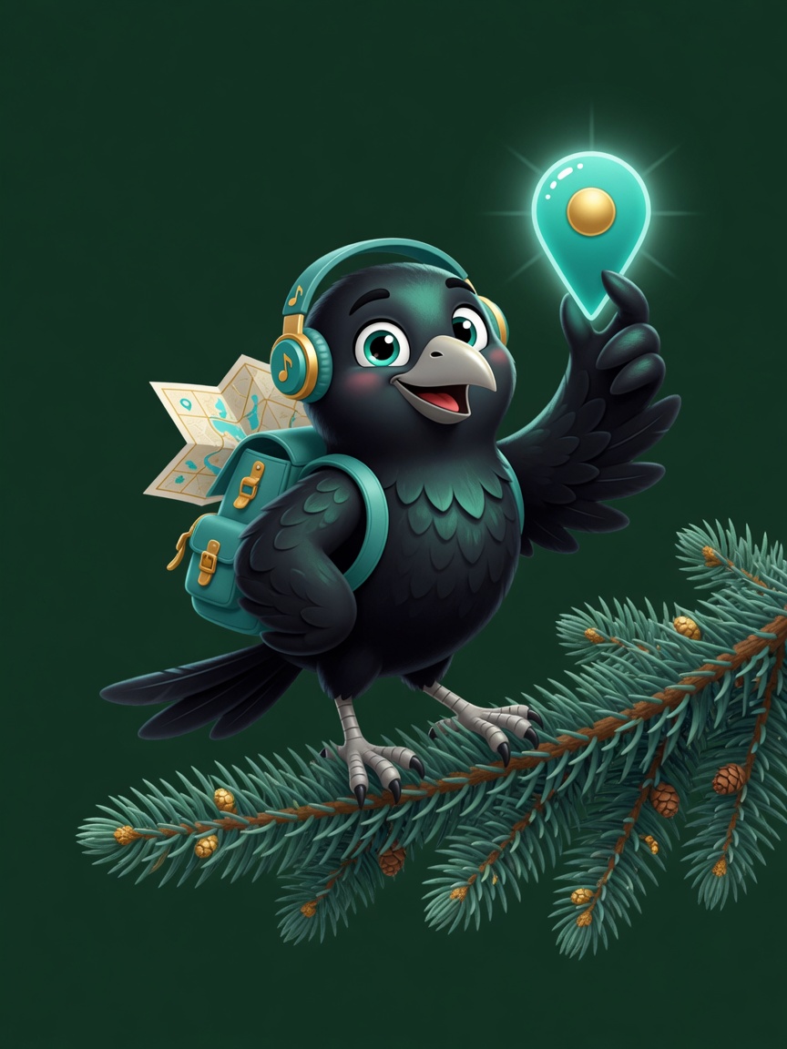 Ravi the Raven — your Sitka tour guide mascot